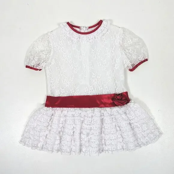 Vintage Ribbons & Lace Dress Girls Size 18m White Lace Christmas Holiday - Picture 1 of 6